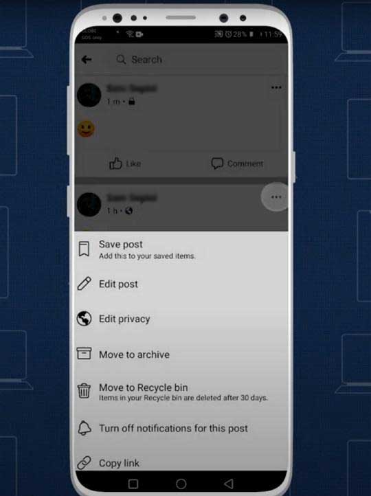 existing facebook post on mobile phone