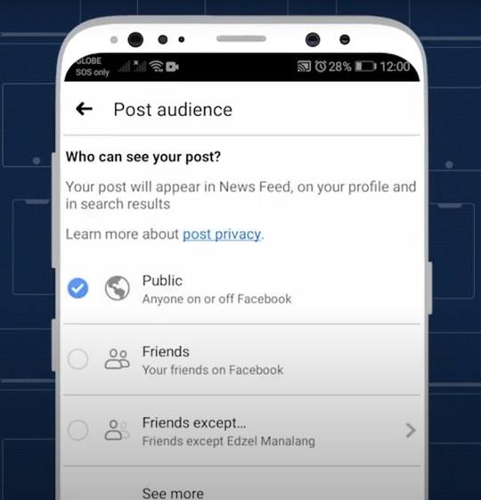 select facebook audience on mobile phone